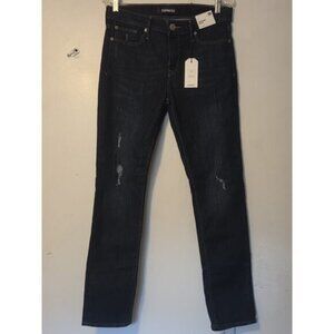Express Super Skinny Mid Rise Jeans Womens 10R Dark Wash Stretch Denim EUC